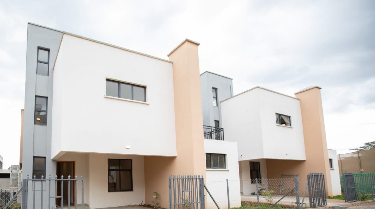 Completed villa exteriors at National Park Villas, Mlolongo